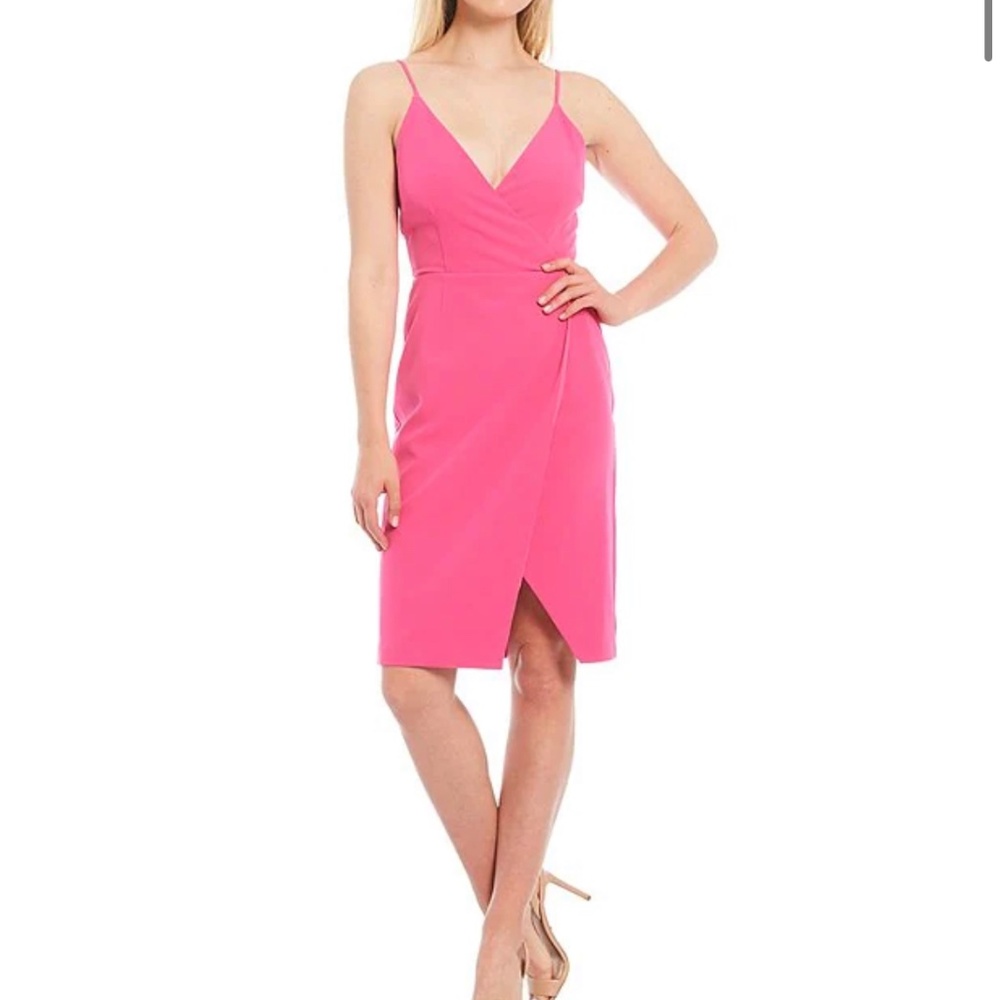 Gianni Bini Melissa Surplice V-Neck Sleeveless Crossover Hem Crepe Dress